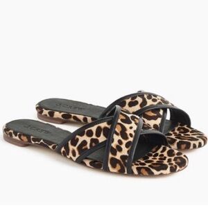 J.Crew | Cora Genuine Calf Hair Leopard Slide Sandal Sz 7.5